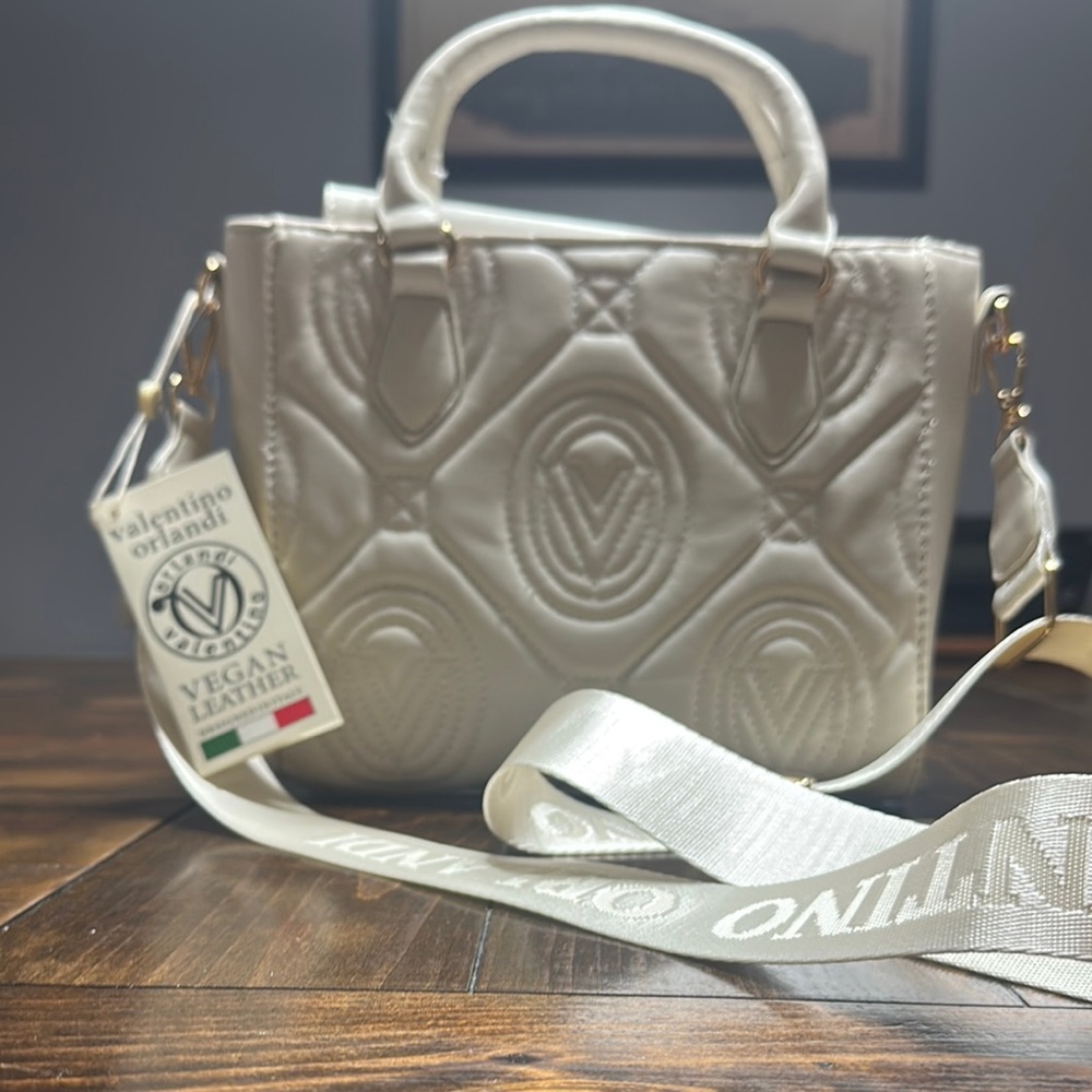 Valentino Orlandi White Satchel with Quilted Design